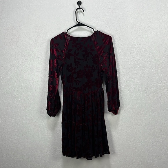 Taylor‎ Women’s Elegant Floral Black Purple Dress Long Sleeve Whimsigoth Witchy - Picture 9 of 9